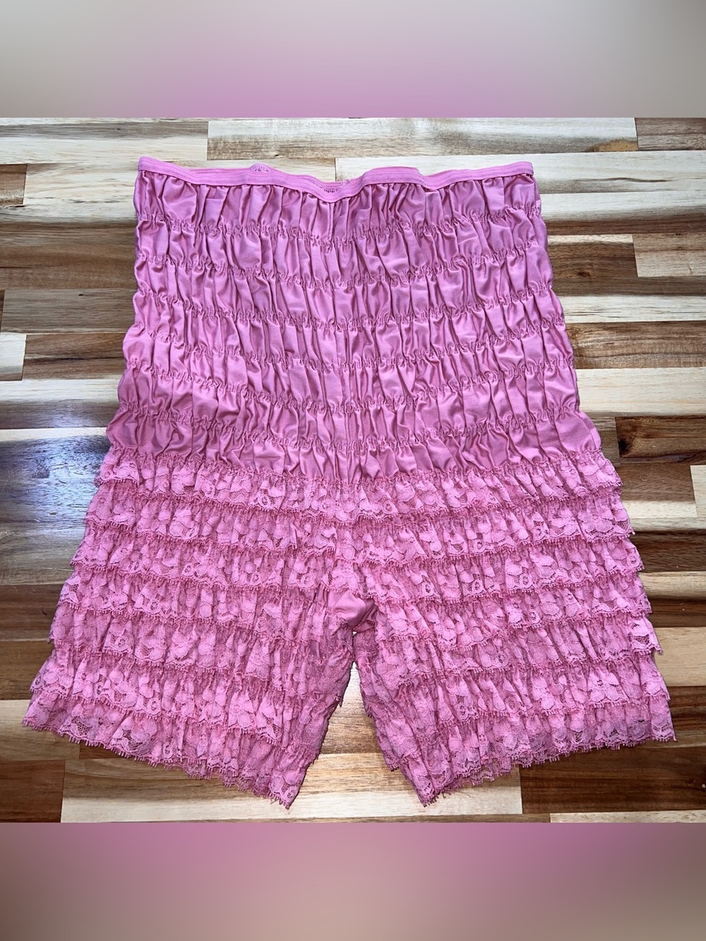 Vintage Malco Modes Sz L Pink Pettipant Lace Ruffle Square Dancing Bloomers